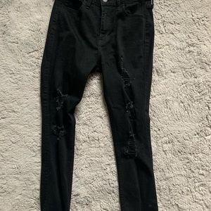 Black ripped skinny jeans hollister